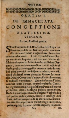 Orationes Nicolai Avancini, e Soc. Jesu : In tres Partes divisae. Quarum Prima continet orationes, De Deo, & Deo-homine; Secunda, De Beata Virgine, & Sanctis; Tertia, Panegyres, Epicedia, Prolusiones, & Exercitationes Oratorias, 2. De Beatissima Virgine Dei-Parente, Et Sanctis