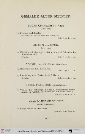 Gemälde alter Meister (Nr. 72-91)