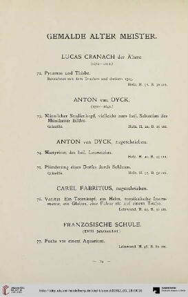 Gemälde alter Meister (Nr. 72-91)