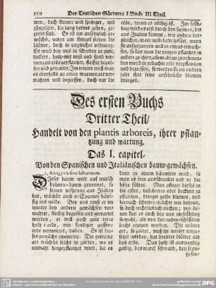 Des ersten Buchs Dritter Theil, Handelt von den plantis arboeis, ihrer pflantzung und wartung