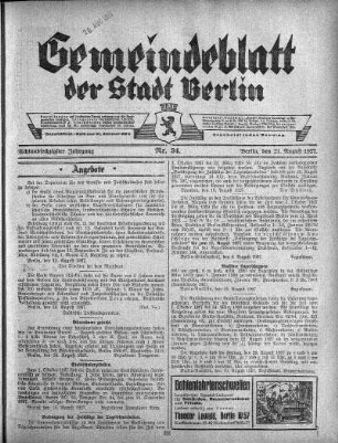 1927,34: Nr. 34, 21. August 1927