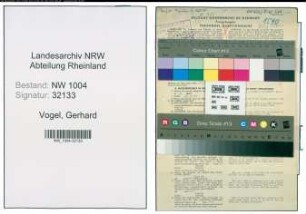 Entnazifizierung Gerhard Vogel , geb. 07.06.1906 (Werkmeister)