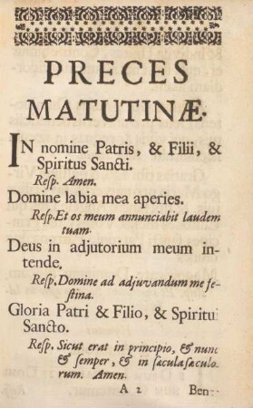 Preces matutinæ.