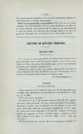 Solutions de questions proposées.