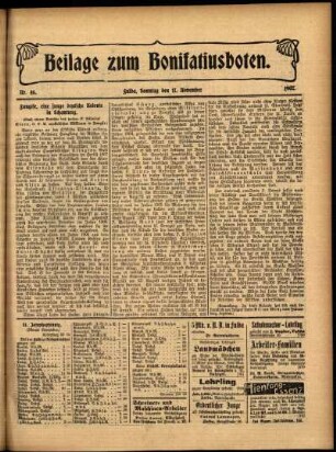 Zweite Ausgabe vom Sonntag, den 17. November 1907.
