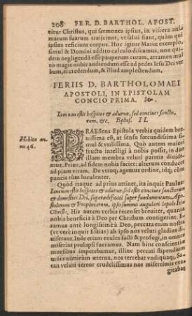 Feriis D. Bartholomaei Apostoli, In Epistolam ...