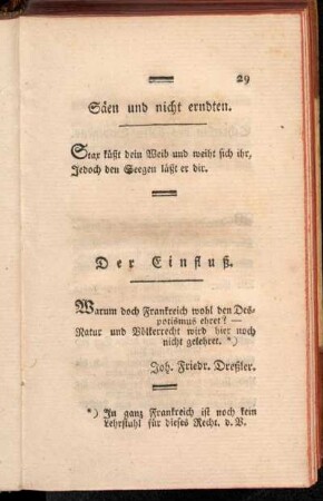 Säen und nicht erndten.