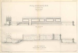 Plate IVB. Polonnaruwa. Viháré No 3. "Hetadágé" Side elevation. ... Secvtion through A. B.