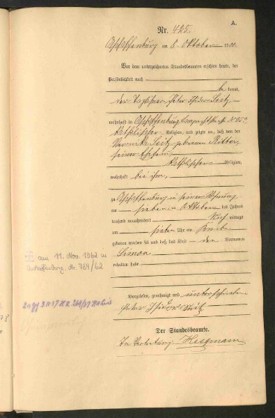 Standesamtsbuch der Stadt Aschaffenburg: Geburten 365/1900 - 184/1901