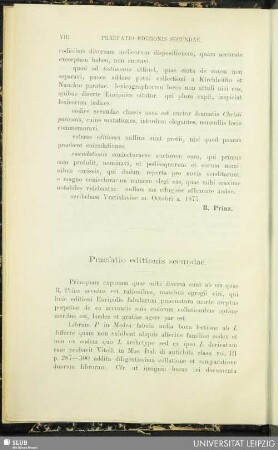 Praefatio editionis secundae