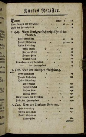Kurzes Register.