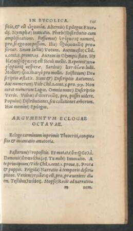Argumentum Eclogae Octavae.