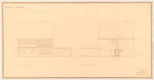 Gartenanlage Bereitschaftssiedlung Hydrierwerk, Brüx: Siedlungshaus Typ 2: Süd- und Nordansicht 1:50