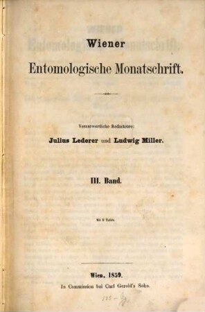 Wiener entomologische Monatsschrift. 3. 1859