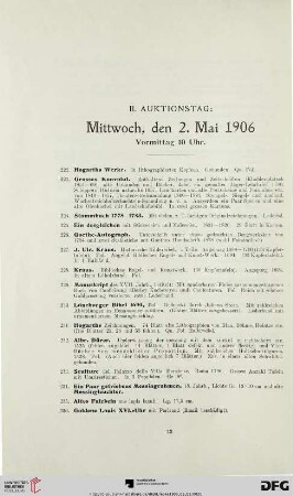 II. Auktionstag: Mittwoch, den 2. Mai 1906 (Nr. 222-430)