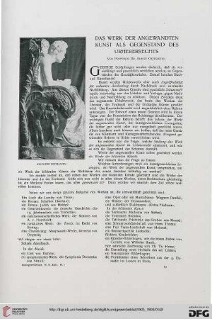 Das Werk der angewandten Kunst als Gegenstand des Urheberrechts
