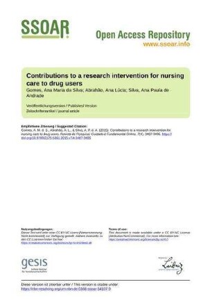 Contributions to a research intervention for nursing care to drug users
