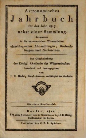 Astronomisches Jahrbuch. 1815 (1812)
