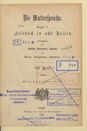 Teil 8 = 8. Schuljahr, [Schülerband]: [Teil 8 = 8. Schuljahr, [Schülerband]] : Lesebuch in acht Teilen