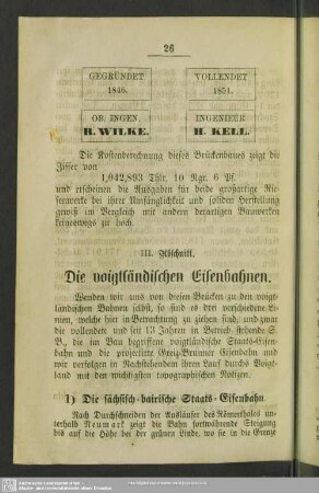 III. Abschnitt. Die voigtländischen Eisenbahnen