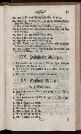 XIV. Päbstliche Münzen.