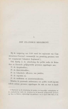 I. Het Inlandsch Reglement