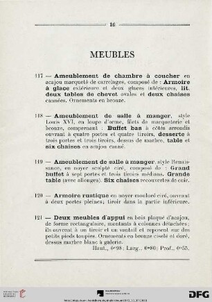 Meubles (Nr. 117-142)
