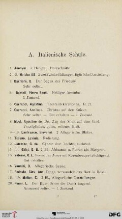 A. Italienische Schule (Nr. 1-183)