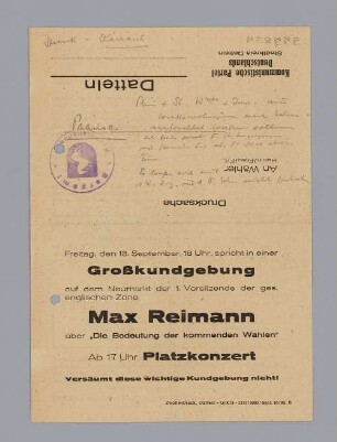 "Großkundgebung Max Reimann"