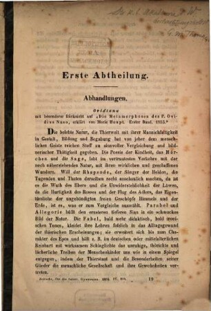 Ovidiana mit besonderer Rücksicht auf "Die Metamorphosen des P. Ovidius Naso, erkl. v. M. Haupt. 1. Bd. 1853" : Aus d. Zeitschrift f. d. österr. Gymnasien. 1854. IV. Hft. S. 261 - 279