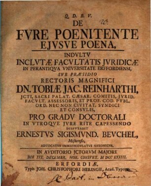 De fure poenitente eiusque poena