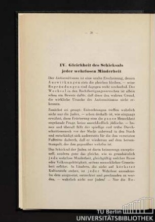 IV. Gleichheit des Schicksals jeder wehrlosen Minderheit