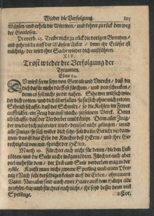 XIV. Trost wieder die Verfolgung der Tyrannen.