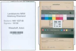 Entnazifizierung Anton Wiesehoff , geb. 16.10.1911 (Vertreter)