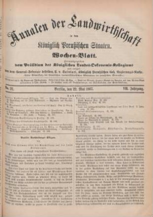 No. 21. Berlin, den 22. Mai 1867. VII. Jahrgang.