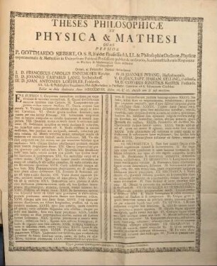 Theses philosophicæ ex physica & mathesi.