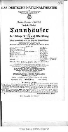 Tannhäuser und Der Sängerkrieg auf Wartburg