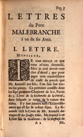 Lettres à un de ses Amis, dans lesquelles il repond aux Reflexions philosophiques et theologiques de M. Arnaud sur le Traité de la Nature et de la Grace