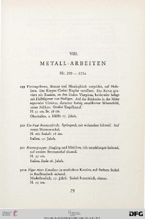 VIII. Metall-Arbeiten (Nr. 299-325a)