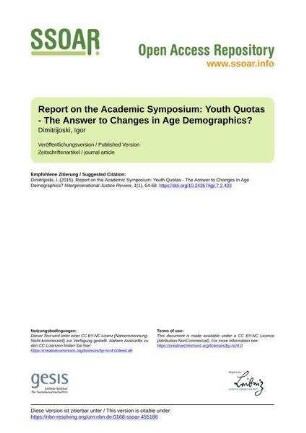 Report on the Academic Symposium: Youth Quotas - The Answer to Changes in Age Demographics?