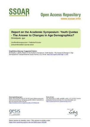 Report on the Academic Symposium: Youth Quotas - The Answer to Changes in Age Demographics?