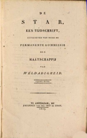 De star : een tijdschrift. 5. 1823, Stuk 1