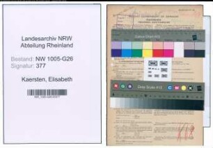 Entnazifizierung Elisabeth Kaersten , geb. 20.02.1893 (Steuerhelferin)