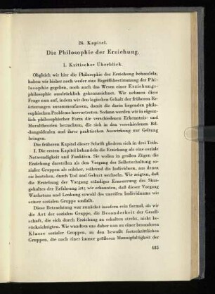 24. Kapitel. Die Philosophie der Erziehung