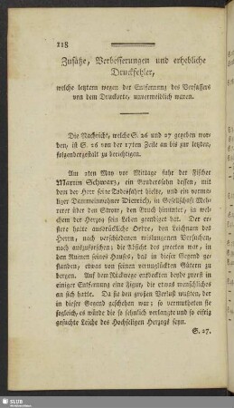 Zusätze, Verbesserungen und erhebliche Druckfehler