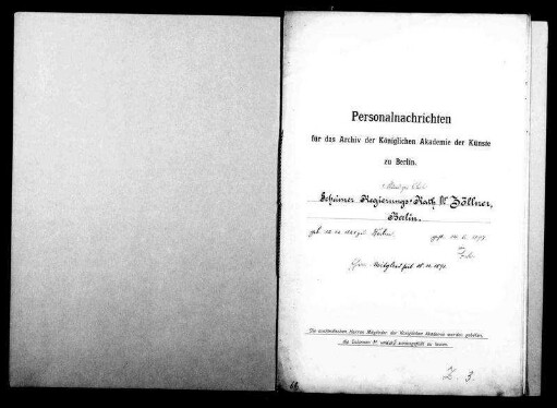 Zöllner, Karl Friedrich - Erster Ständiger Sekretär 1891 - November - 18, Ehrenmitglied