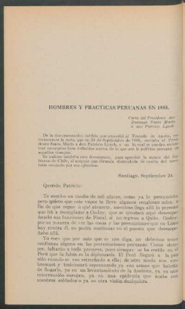 Hombres y practicas peruanas en 1883