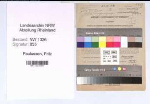 Entnazifizierung Fritz Paulussen , geb. 18.09.1892 (Former)