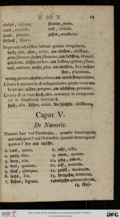 Caput V: De Numeris