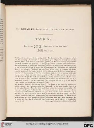 II. Detailed Description of the Tombs